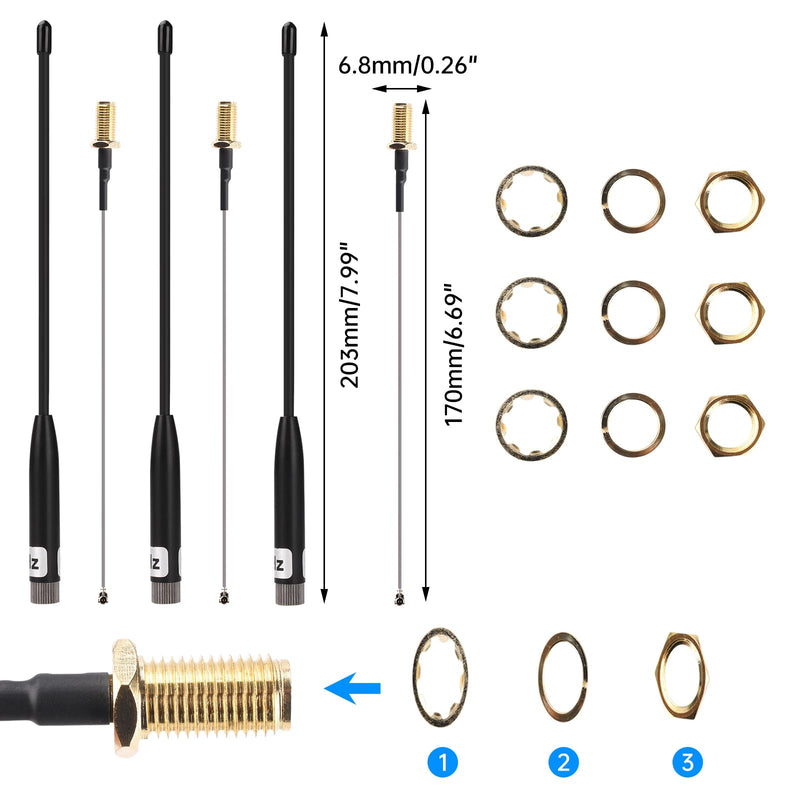 3 Pack 915MHz Antenna LoRa 4dBi Gain Soft Whip Antenna,Long Range high gain meshtastic Antenna 17cm Omni SMA Metal Interface Connector for Lora V3 Meshtastic eap32 915MHz OLED Board 10dBi