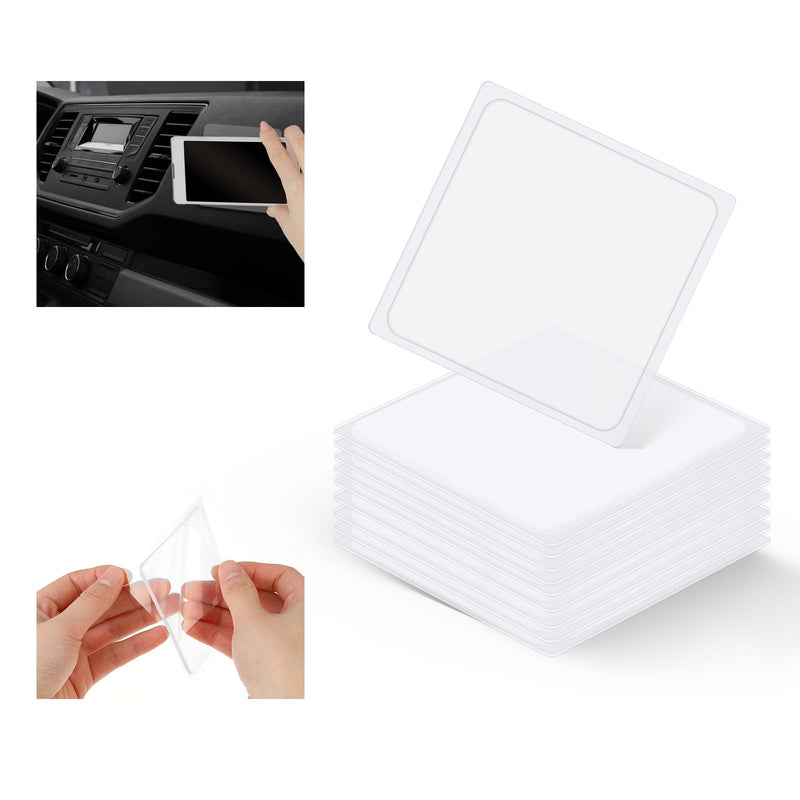 10Pcs Sticky Gel Pads Double Sided Adhesive Pads Removable Traceless Gripping Pad Anti-Slip Double Sided Gripping Pads Washable Reusable Anti Slip Pad for Car Dashboard Office Home(Transparent)