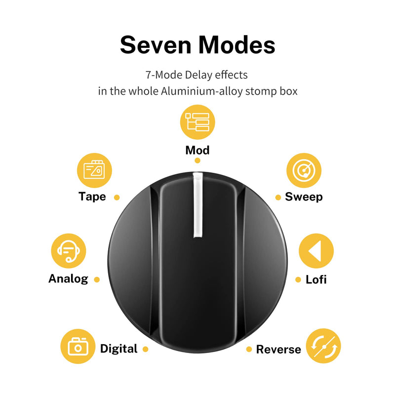 Donner Echo Square Delay Pedal - Digital 7-Modes Delay for Electric Guitar, Multi-Delay including Digital, Analog, Tape, Mod, Sweep, Lofi, Reverse - True Bypass Blue Digital Delay