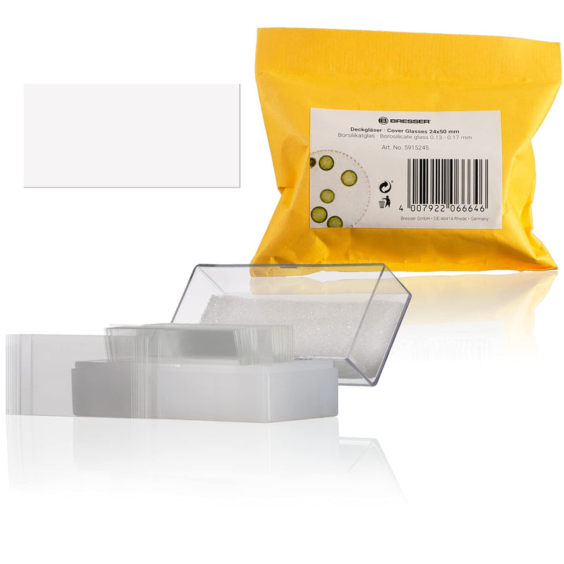 Bresser Microscope Cover Glasses Made of Borosilicate Glass 24 x 50 mm Pack of 100