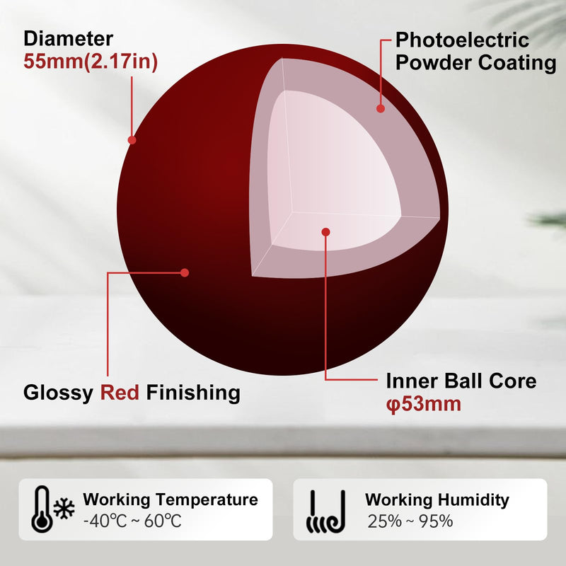 SANWA 55mm Trackball, 2.17in Replacement Ball for Kensington SlimBlade, SlimBlade Pro, Expert Mouse, Perixx Keyboard Periboard-522/322, and Other Compatible Mouse, Glossy Red + Black, Set of 2