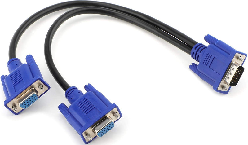 PASOW VGA Splitter Cable 1080P Dual VGA Monitor Y Cable 1 Male to 2 Female Adapter Cable Only for Screen Duplication - 1.5 Feet (No Screen Extension) - Only Work for Identical Monitor male to female 1.5 feet
