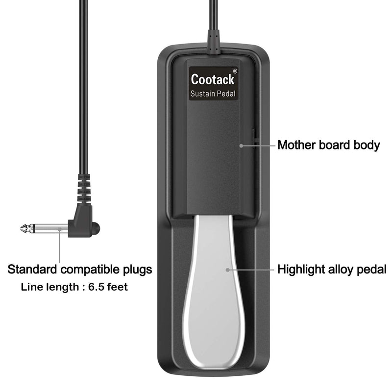 Universal Sustain Pedal Suitable for Yamaha Casio Roland Electronic Keyboards, Digital Piano & More Silver