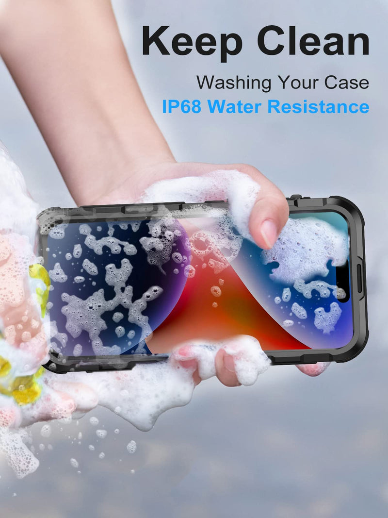 WIFORT for iPhone 14 Waterproof Case - Metal Full Body Protection Case Built-in [Screen Protector][IP68 Water Proof][14FT Military Grade Dropproof][Compatible with MagSafe] Phone Cover, 6.1" Black