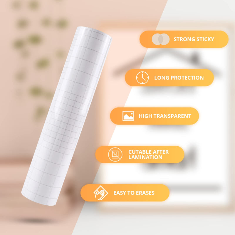 HTVRONT Clear Self-Adhesive Laminating Vinyl Roll-12"x30FT Non Thermal Laminating Film,No Machine Needed Clear Vinyl Laminate for Stickers 12*30ft Feet