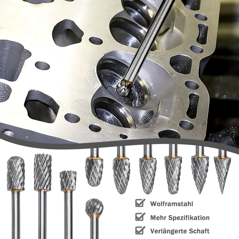 Treki 10 Pieces 100 mm Long Carbide Burrs with 3 mm Shank Tungsten Carbide Milling Cutter Attachment for Cordless Screwdriver, Long Carbide Cutter Metal Cutter Wood Carving Drill Bit Set for