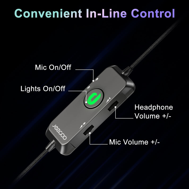 [AUSTRALIA] - Jeecoo V20U USB Pro Gaming Headset for PC - 7.1 Surround Sound Headphones with Noise Cancelling Microphone- Memory Foam Ear Pads RGB Lights for Laptops 