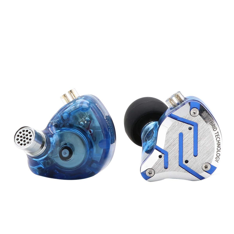 Linsoul KZ ZS10 Pro in Ear Earphones (with Mic, Glare Blue)+Tripowin Zonie 16 Core Cable(Recessed 2pin, 3.5mm, Moss)