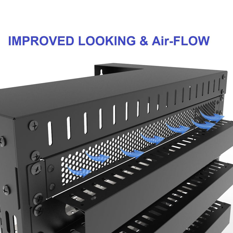 Jingchengmei 1U Perforated Rack Mount Blank Panel - Steel 1U Spacer Panel for 19-Inch Network Cabinet or Server Rack Black