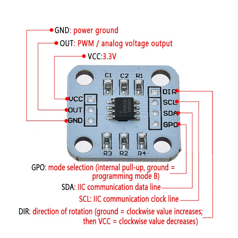 [AUSTRALIA] - TECNOIOT AS5600 Magnetic Encoder Magnetic Induction Angle Measurement Sensor Module Pack of 5 