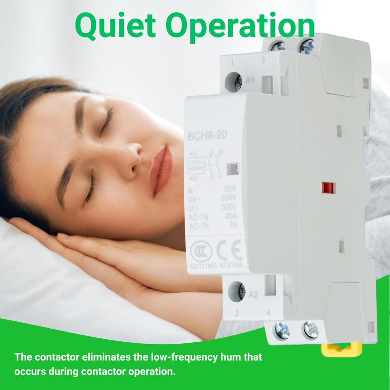 Jadeshay AC Contactor 2P 20A 24V 220V/230V 50/60Hz Household Contactor DIN Rail Mounting 1NO 1NC (24V)