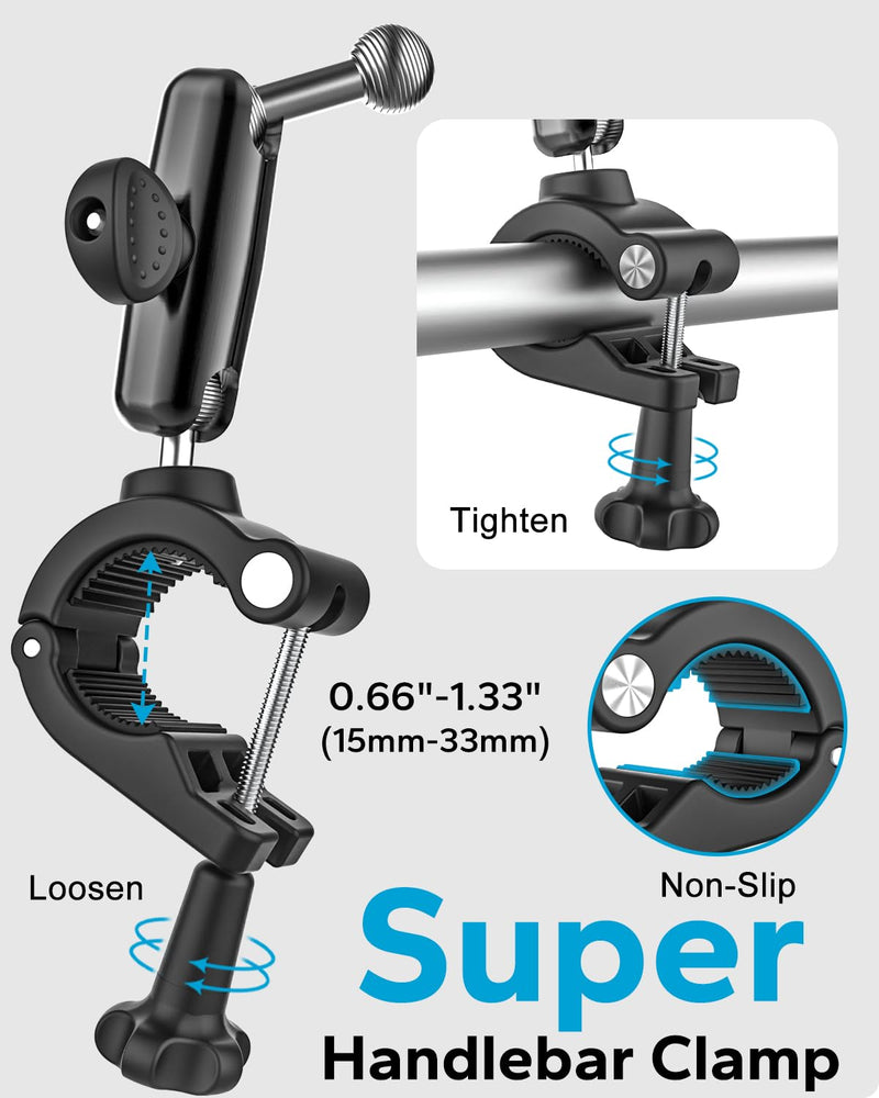 Car & Truck A-Pillar Grab Handle Phone Mount, Anti-Vibration Aluminum Arm | Secure Off-Road Vise Grip for Pickup SUV, for 4.7-8" Large Phones, Galaxy Z Fold, iPhone 17/16/15 Pro Max & Android