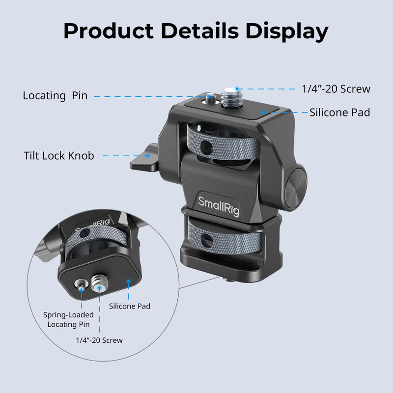 [AUSTRALIA] - SmallRig Adjustable Camera Monitor Mount, 360° Swivel and 180° Tilt Monitor Holder, with 1/4"- 20 Screws, Bouncy Locating Pins, Anti-Twist Design, for Ninja V and V+ Monitors 