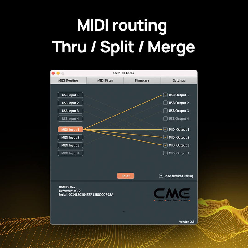 [AUSTRALIA] - CME U6MIDI Pro - MIDI Interface with Router, Mapper, and Filter - Plug-and-play USB MIDI for computers - Standalone 3-in-3-out MIDI for Merge, Split, Thru 