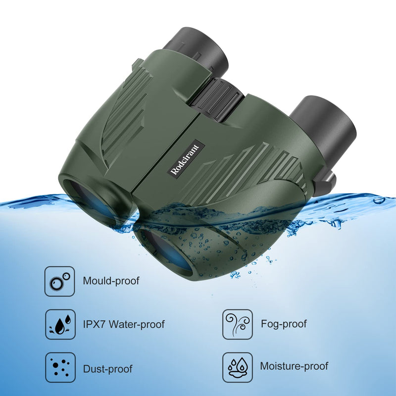20X25 Compact Binoculars for Adults,Large Eyepiece Waterproof Binocular,Easy Focus Small Binoculars for Bird Watching,Hiking and Concert,Green