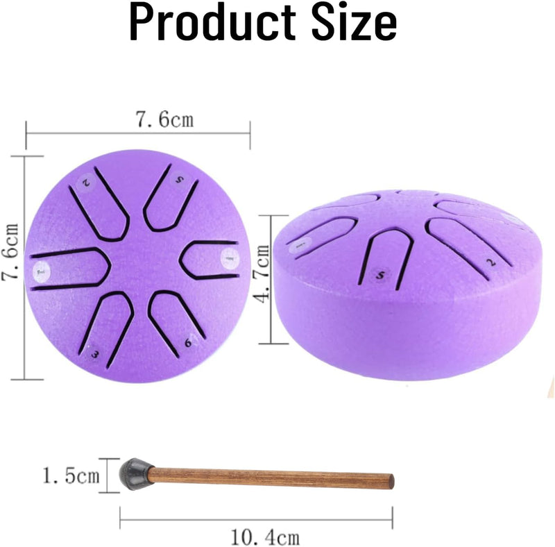 Steel Tongue Drum Mini Handpan Drum with Drumstick 6 Note Percussion Instrument for Beginners and Experienced Musicians Alike () Purple