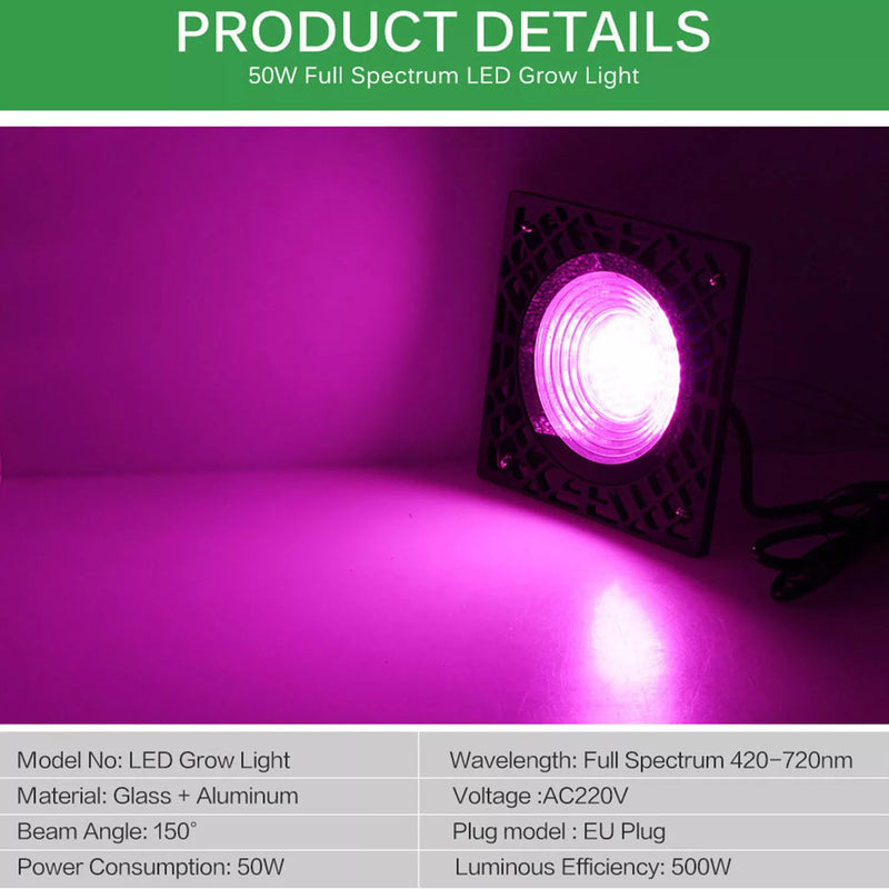 Plant Lamp LED Full Spectrum 72 LEDs 50 W Plant Light Hanging Grow Lamp IP66 100 LM/W