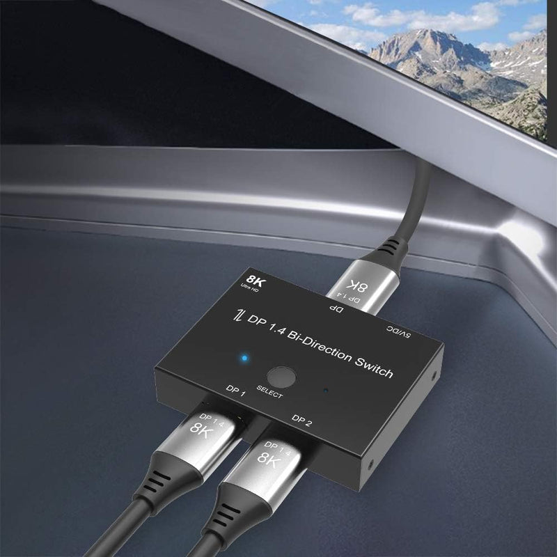 [AUSTRALIA] - DisplayPort Switch Splitter, Bi-Directional DP 1.4 2 in 1 Out/1 in 2 Out Switcher, Support 8K @ 30Hz 4K @ 120Hz Splitter Converter for Multiple Source and DisplaysPort 