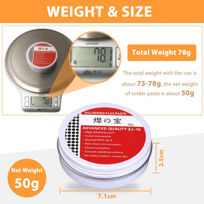 DAZISEN 50 g Solder Paste - Solder Flux Tin Paste, Solder Wick, Flux Solder Paste No Clean Formulation, Solder Flux Paste for Mechanics, Metal, Tin, PC Cards, Components (Net Weight 50 g)