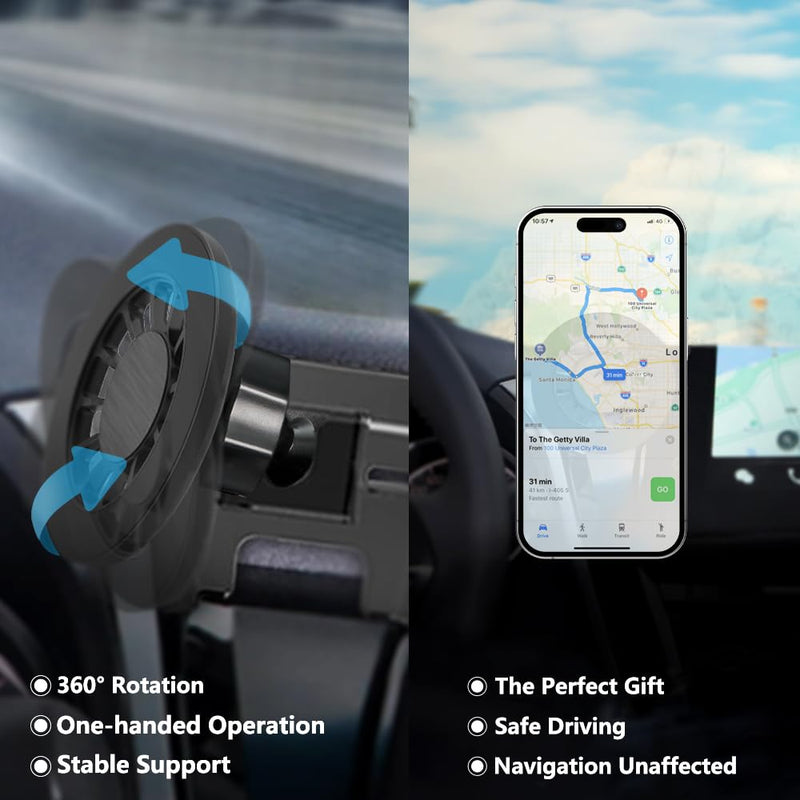Car Phone Holder Mount for Toyota Camry 2021-2024 Car Accessories Car Mount 360°Rotation for Car Phone Holder Magnetic Hands Free Compatible with iPhone Samsung Smartphones