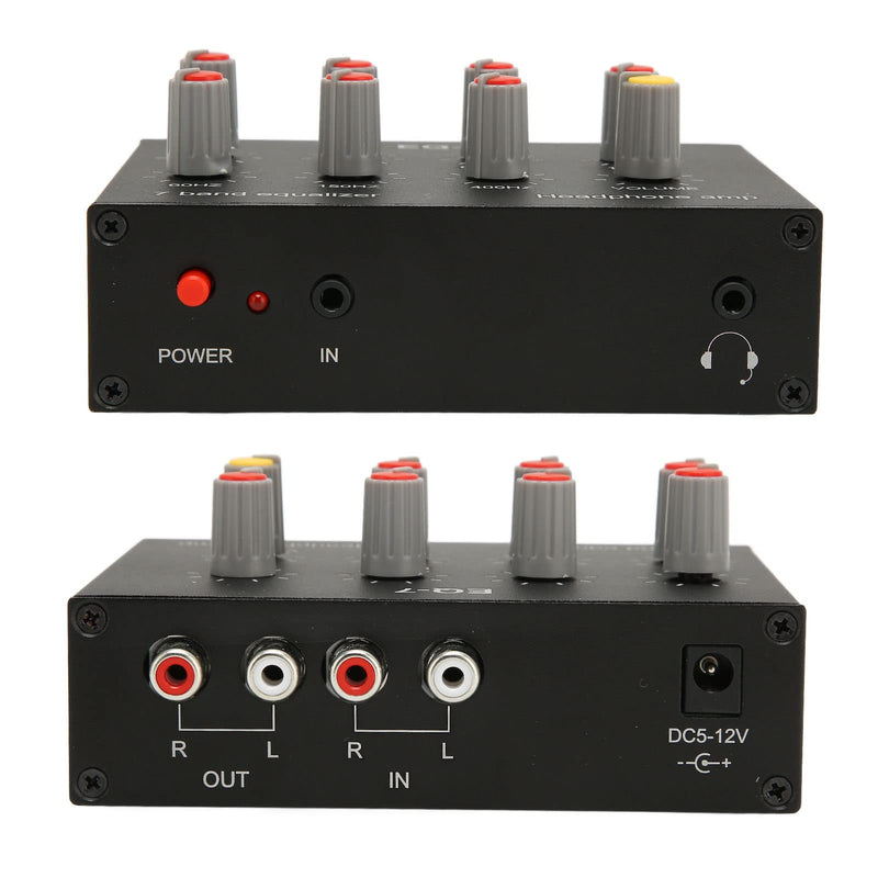 7 Band Sound Equalizer, Output Input, 12dB High Bass Adjustment, Two channel Digital Equalizer, 3.5mm Interface, for Recording, Streaming, Podcasting
