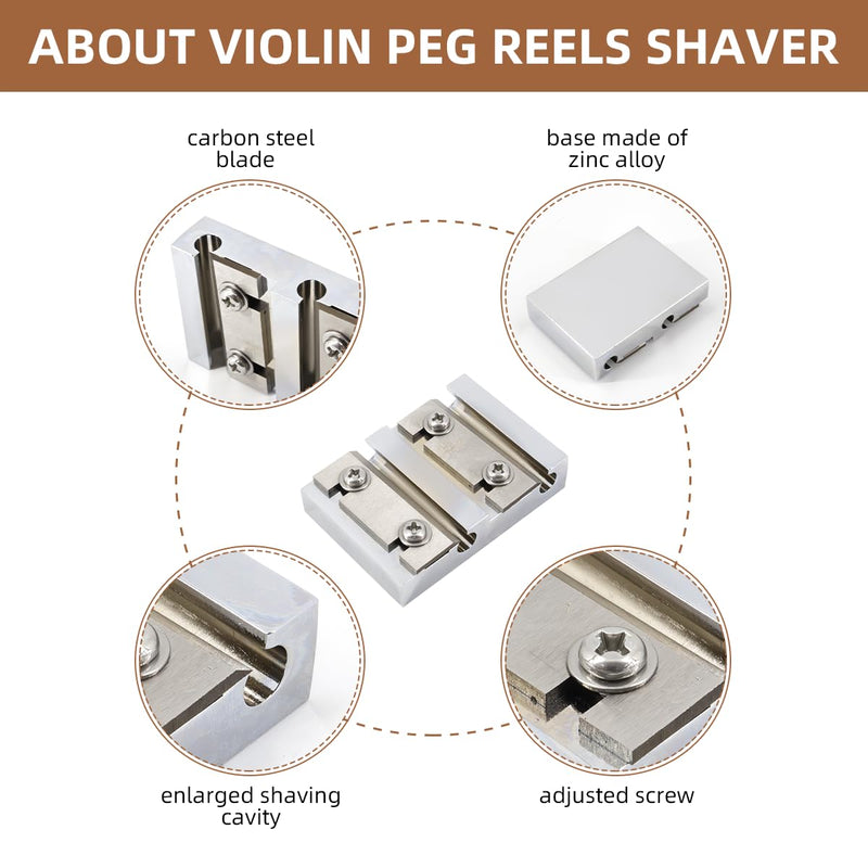 [AUSTRALIA] - Violin Peg Reels Shaver Making Tools Luthier Tools for 3/4-4/4 Size Violin (Silver) Silver 