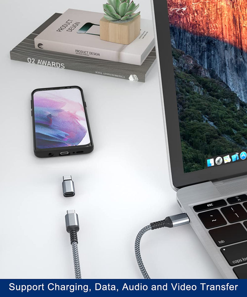 USB Type C Extension Adapter 3-Pack,PD USBC 3.1 Gen2 Female to Male Extender Converter,Thunderbolt 3 Extended Connector Compatible for Lifeproof Otterbox Case,MacBook Pro,Samsung DeX Station (Gray) Gray