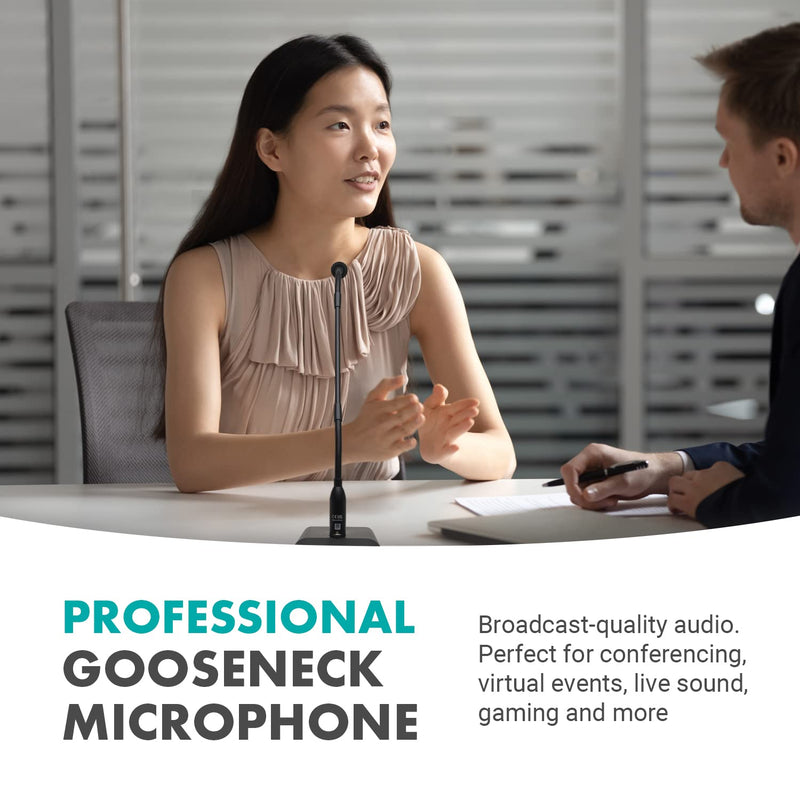 Movo GM-5 Professional 18-inch Gooseneck Microphone with USB Interface Stand, One-Touch Mute- Podium Microphone with Stand for Conferencing, Live Events, Streaming - USB Computer Mic for Mac, PC Standard