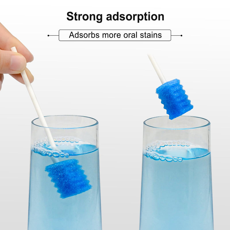 ARGOMAX Mouth Sponges Swabs, Pack of 100 Oral Care Sponge Swabs, Cleaning Mouth Swabs, Oral Hygiene Sponge, Mouth Care Swabs, Cotton Buds, Oral Care Sticks, Foam for Oral Hygiene, Blue