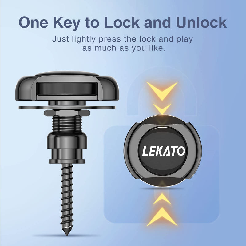 LEKATO Bass Guitar Strap Locks for for Electric Guitar & Bass Strap Locks Security Quick Release Strap Guitar Strap Locks Set Retainer System for Electric Acoustic Guitar, Bass, Ukulele Strap (Black) Black