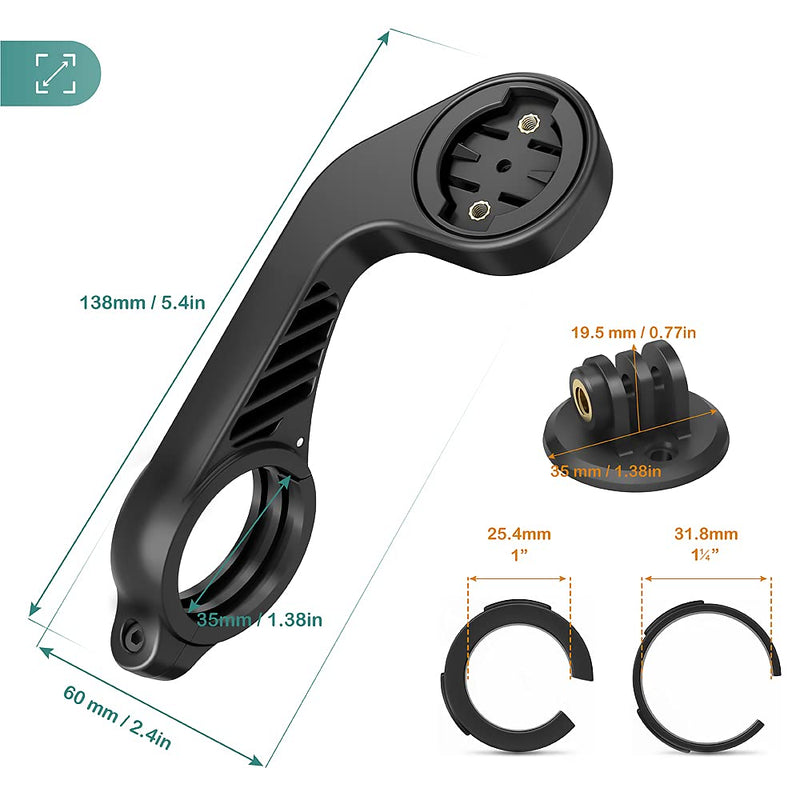 TUSITA Out Front Mount Compatible with Garmin Edge GPS Bike Computer, XOSS G/G+, iGPSPORT - Cycling Handlebar 25.4mm 31.8m