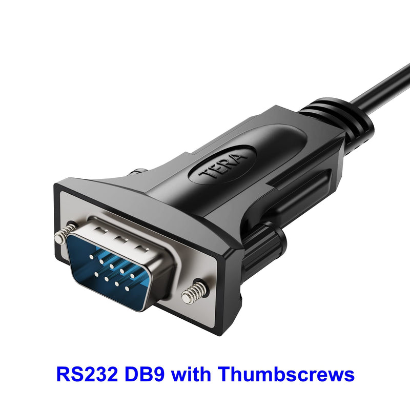 Tera Grand - USB C to RS232 Serial DB9 Adapter Cable with Thumbscrews and FTDI chipset, Supports Windows 11, 10, 8, 7, Vista, XP, 2000, 98, Linux and Mac, 3 Ft 3 Feet