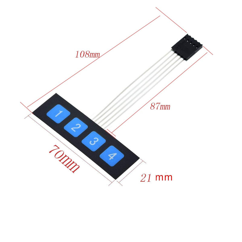 2PCS 1x4 Matrix Array 4 Key Membrane Switch Keypad Keyboard 4 Keys