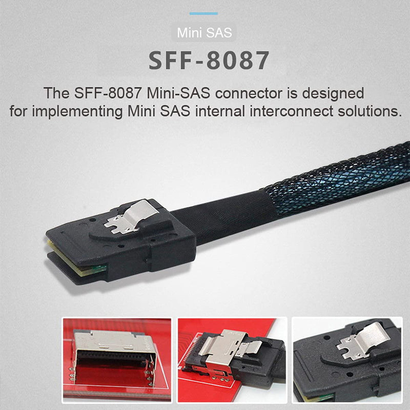 CY Internal Mini SAS SFF-8087 to Mini SAS High Density HD SFF-8643 Data Server Hard Disk Raid Cable 50cm