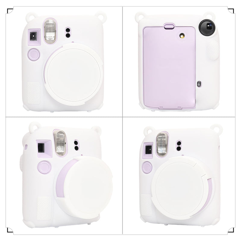 [AUSTRALIA] - Instant Mini 12 Camera Protective Case Compatible with Instax Mini 12, Soft Case Cover Rubber Camera Sleeve with Removable Lens Cover, Includes Wrist Strap (White) White 