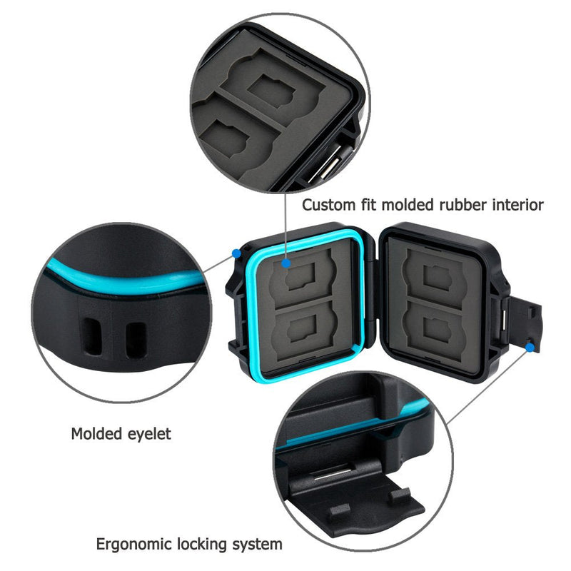 JJC 8 Slots Memory Card Case Holder Storage for 4 SD SDHC SDXC Card and 4 Micro SD TF Card, Small SD Micro SD Card Case Organizer Waterproof & Anti-Shock For 4 SD+4 Micro SD