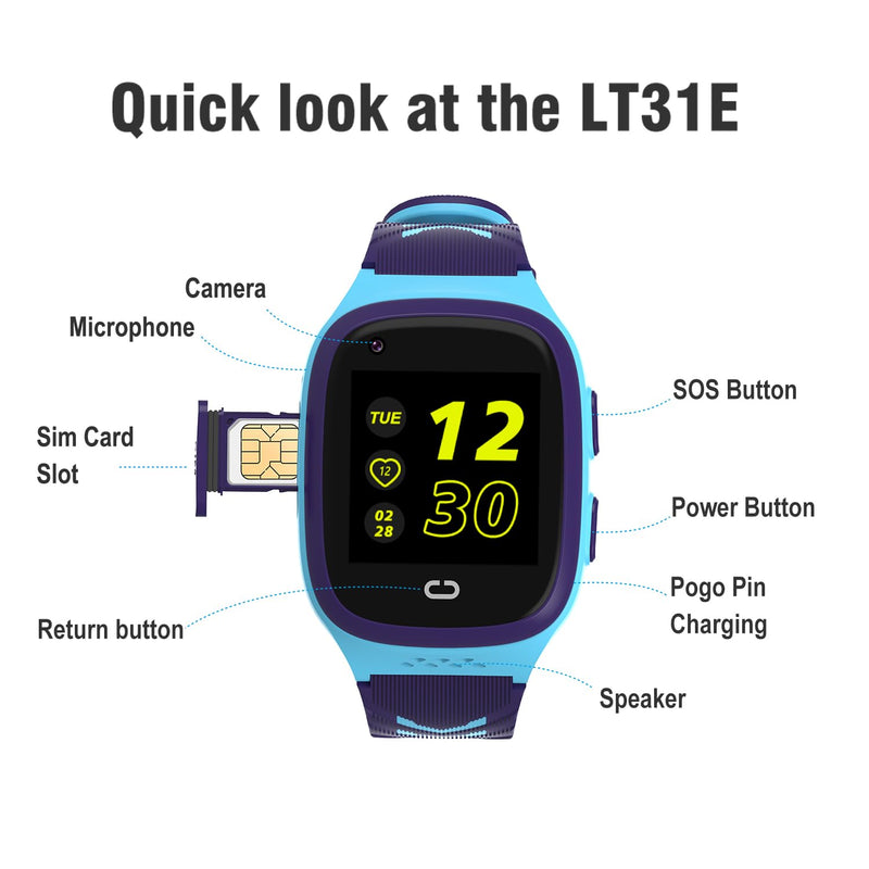 4G Kids Smart Watch GPS Tracker - Smartwatch with Two Way Call Video Calling 7 Puzzle Games Voice Chat SOS School Mode Pedometer Geo-Fence Touch Screen Alarm Clock Smartwatches for Boys Girls Blue