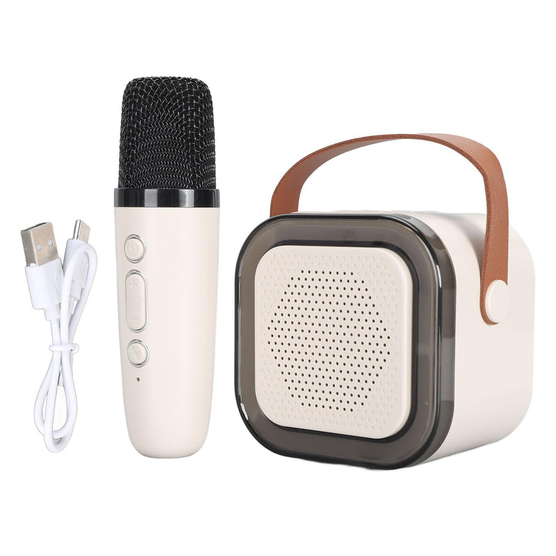 Portable Karaoke Machine for Kids Adults, Small Bluetooth Speaker with Microphone, with LED Dynamic Light, Birthday Gifts (White)