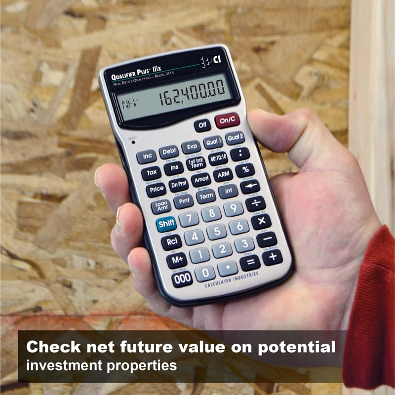Calculated Industries 3415 Qualifier Plus IIIx Advanced Real Estate Mortgage Finance Calculator | Simple Operation | Buyer Pre-Qualifying | Solves Payments, Amortization, ARMs, Combos, FHA, VA, More | Advanced Mortgage Finance, Simple Operation, Buyer ...