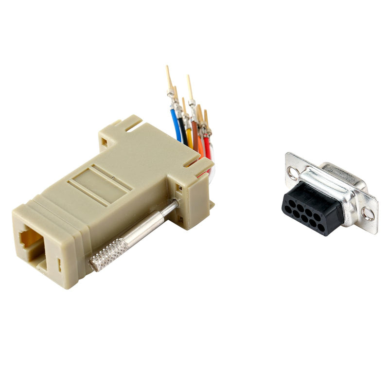 10PCS DB9 Female Ethernet Adapter, 9 Pin Serial Port Female to RJ45 Ethernet LAN Extend Modular Converter, F/F