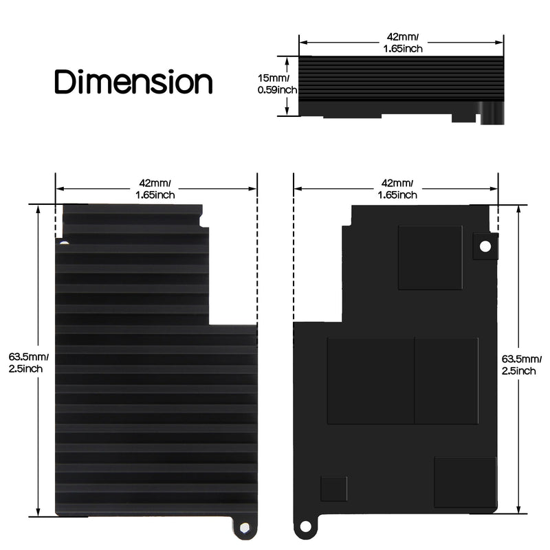 Geekworm Cooler for Raspberry Pi 5, Aluminum Passive Heatsink (H509)
