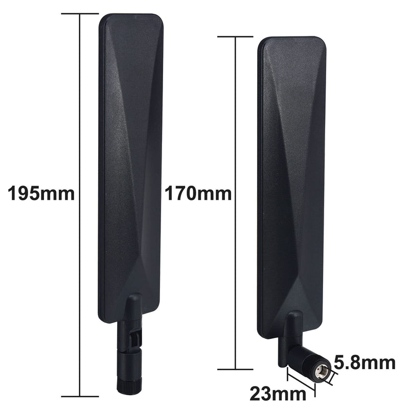 onelinkmore Dual Band WiFi Antenna 2.4GHz 5GHz RP-SMA Male, 2 Pack | Two dual-band antennas with RP-SMA male center sockets for compatible WiFi devices