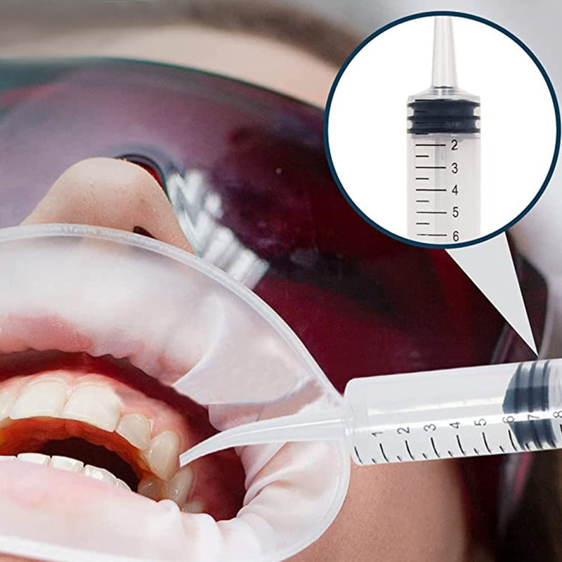 Syringe 12 ml Plastic Curved Syringe Mouth Syringe Dental Irrigation Syringe Wisdom Teeth Syringe for Oral Dental Care Cleaning