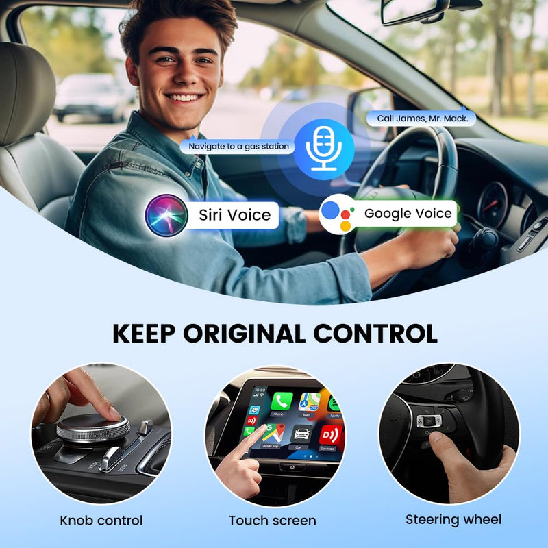 CarlinKit Mini Ultra 2-in-1 Wireless CarPlay & Android Auto Adapter | Wired to Wireless,USB-A/C Easy Setup No App,Auto-Reconnects Instantly,5.8GHz WiFi No Lag,OTA Updates with iOS 10+&Android 11+