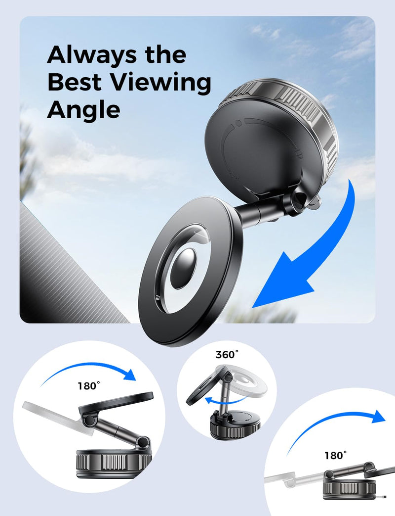 Car Mount, [Washable] Dual-Adhesion Magnetic Phone Holder for Car, 360° Adjustable Nano Gel Vacuum Phone Mount Car Accessories for Women Men for iPhone 17 16 15 14 13 12 Pro Max