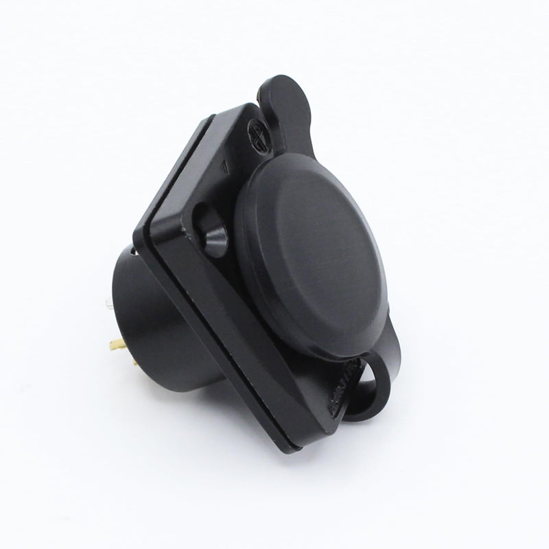 4-Pin XLR Male Jack Panel Mount Jacks with Waterproof Cover,Gold Plated XLR 4 Pin Microphone Audio Jack Connector D Series Size,Black Male,Black