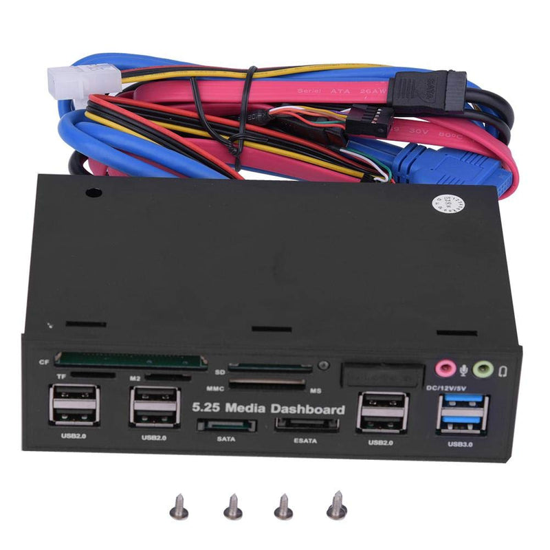 Bewinner Internal Card Reader, 5.25inch Media Dashboard Front Panel Audio, All-in-1 Card Reader with USB3.0/2.0 HUB eSATA SATA Multi Card Reader(M2 / TF/SD/MMC/MS/CF)