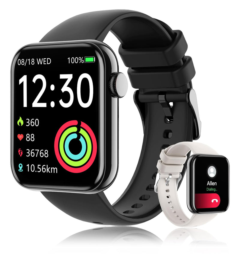 Smart Watches for Women,1.85" x2 HD Watch with Calls and Messages/Heart Rate/Sleep/Female Cycle,Fitness Tracker Smartwatch for Android/iOS Compatible,Gold/Black