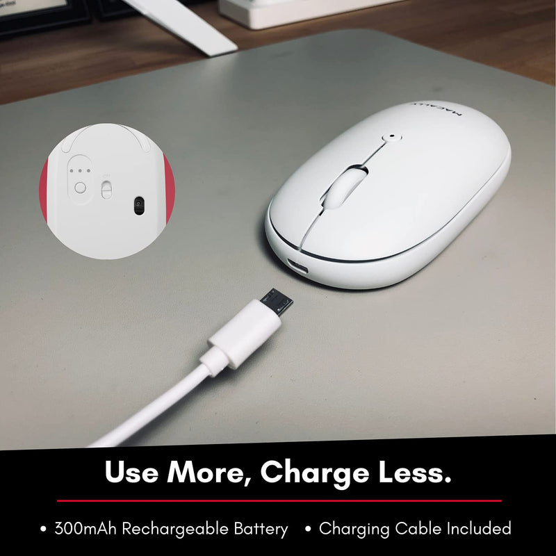 Macally Wireless Bluetooth Mouse for Laptop and Desktop PC - Simple Rechargeable Wireless Bluetooth Mouse for MacBook Pro Air, Mac iPad, Android - Compatible Apple Mouse Wireless Silent Quiet