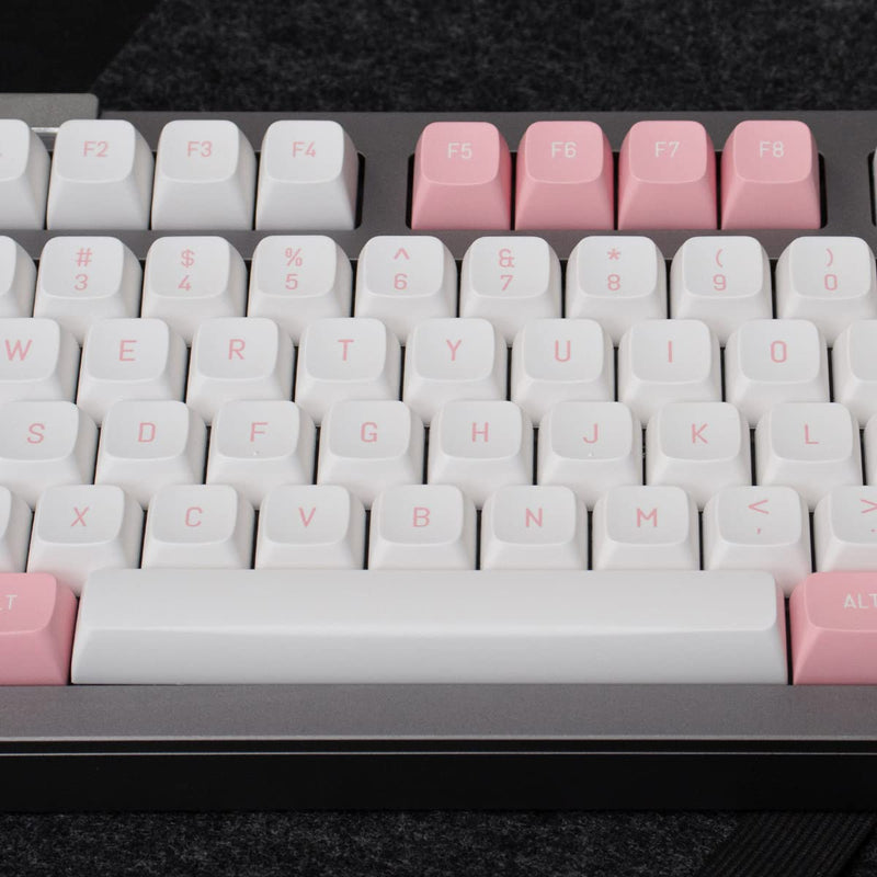 Pink White Keycaps Set 150 Keys MSA Profile Double Shot ISO/ANSI Layout for Cherry MX Switches Mechanical Gaming Keyboard Pink White